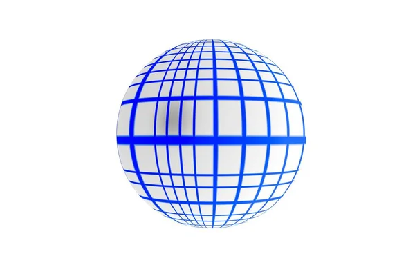 Abstrakte Figur Kugel Hellblaues Gitter Rendering Weißer Hintergrund — Stockfoto