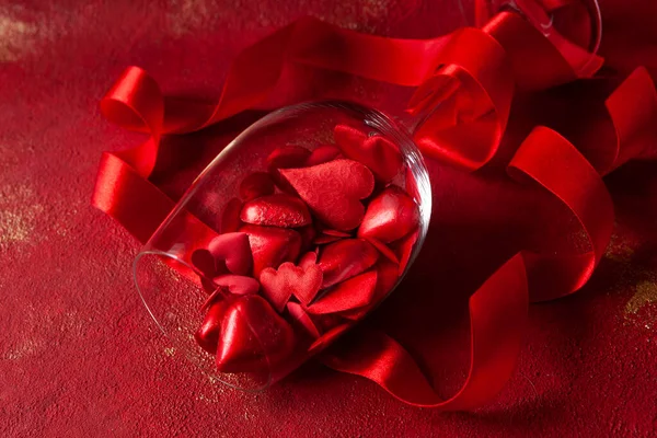 Dia Dos Namorados Amor Fundo Com Doces Forma Coração Vermelho — Fotografia de Stock