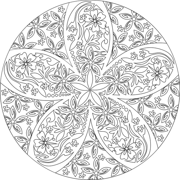 Mandala preto e branco, padrão floral —  Vetores de Stock