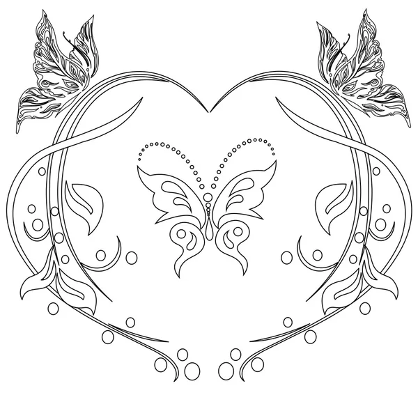 San Valentín para colorear en blanco y negro, mandala en blanco y negro , — Vector de stock