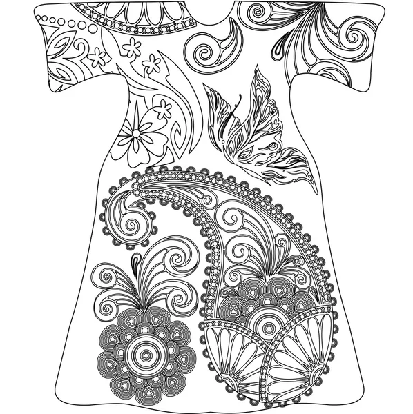 Garabatos Paisley, mandala blanco y negro — Vector de stock