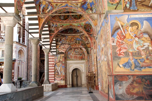 Fresco's van de orthodoxe kerk. Rila klooster, Bulgarije Stockafbeelding