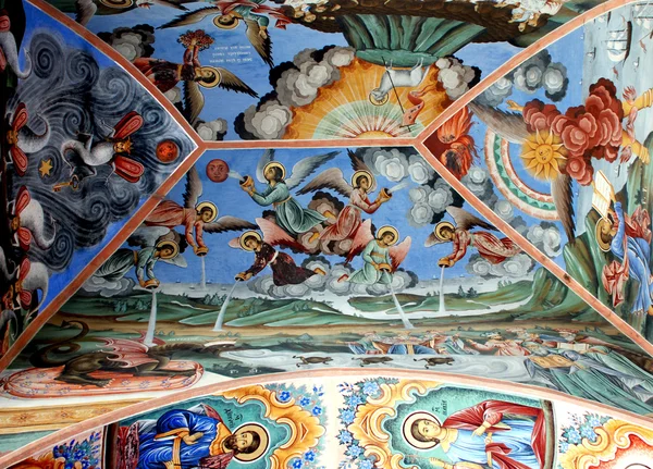 Frescos da Igreja Ortodoxa. Mosteiro de Rila Bulgária — Fotografia de Stock