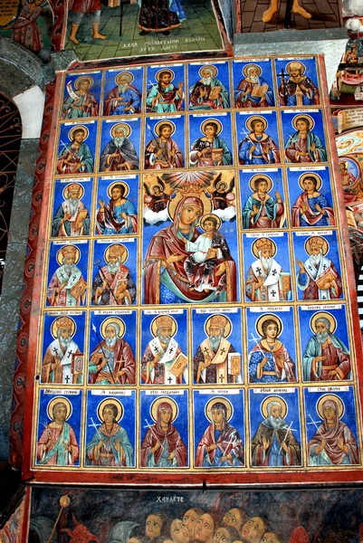 Frescos de la Iglesia Ortodoxa. Monasterio de Rila Bulgaria —  Fotos de Stock