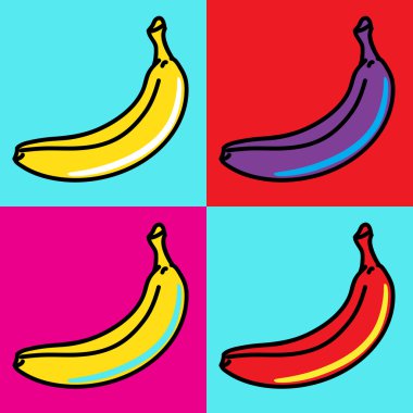 bananas in the style of Andy Warhol clipart