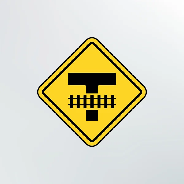 Tráfico de advertencia Icono de cruce de ferrocarril . — Vector de stock