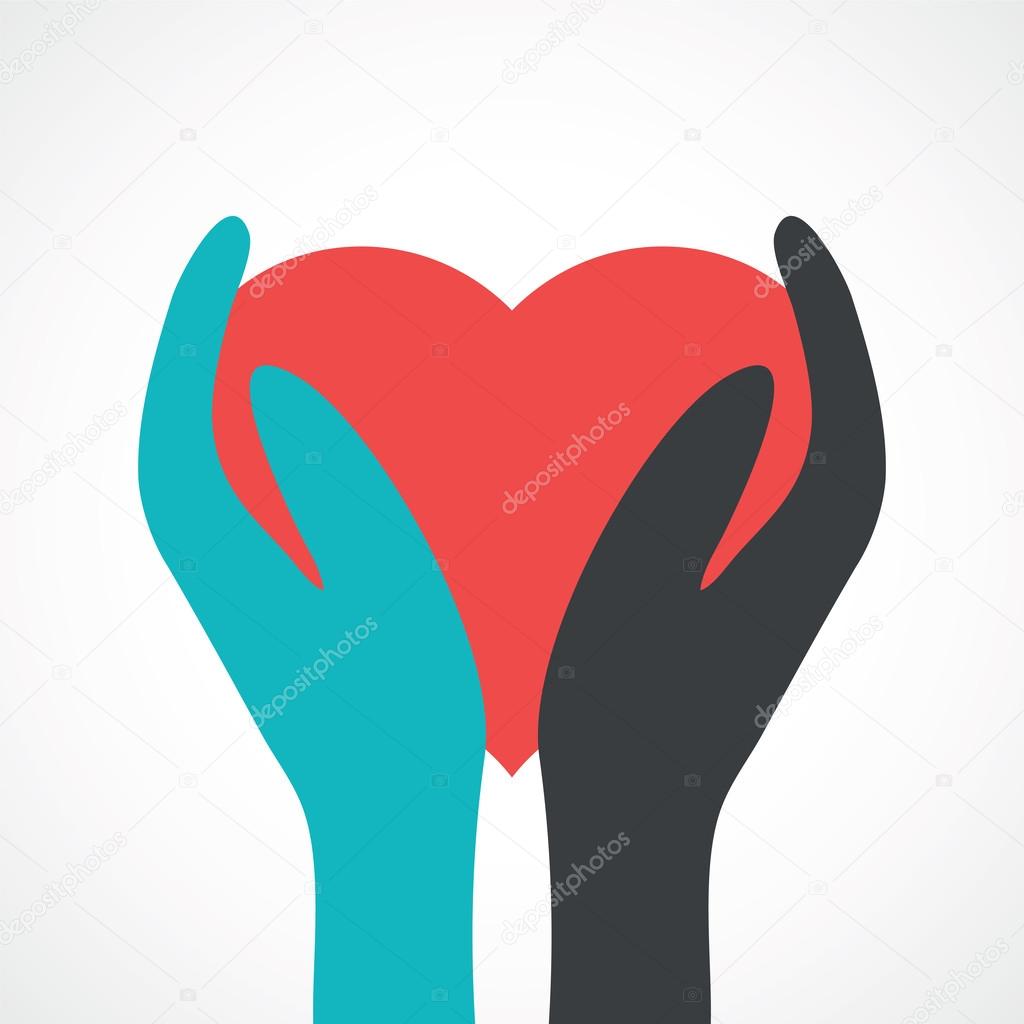 two hands holding heart.