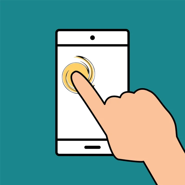 Icona del telefono cellulare in mano . — Vettoriale Stock