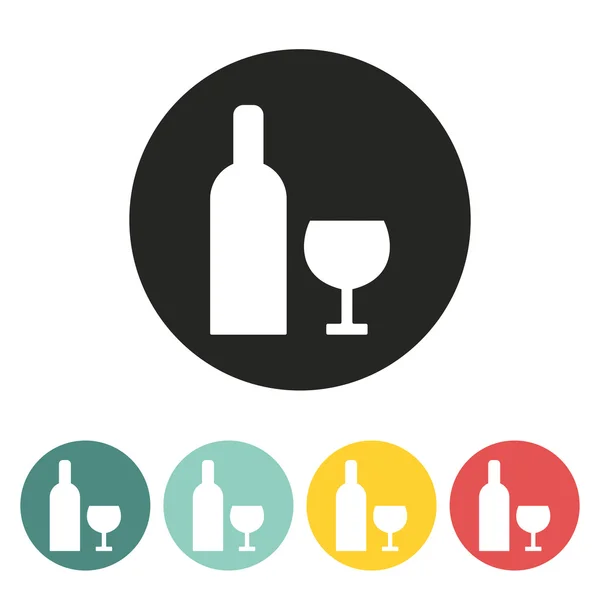 Bottiglia di vino e icona di vetro . — Vettoriale Stock