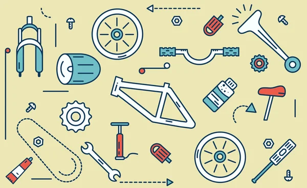 Kerékpár alkatrész illustration.vector illusztráció. — Stock Vector