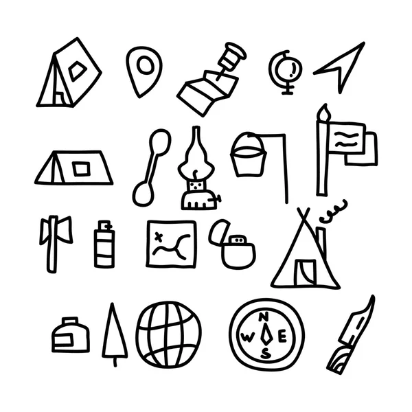 Reise und Tourismus Doodles icon.vector illustration. — Stockvektor