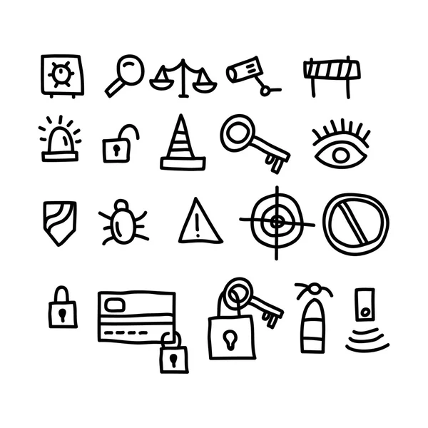 Sicherheit Doodles icon.vector Illustration. — Stockvektor