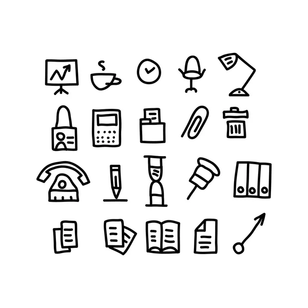 Office doodles Icons.vector afbeelding. — Stockvector