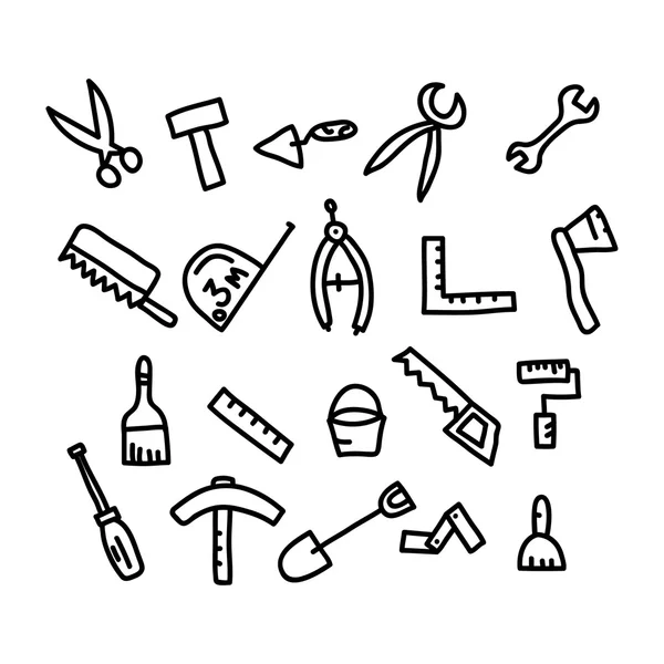 Hand tools doodle.vector afbeelding. — Stockvector