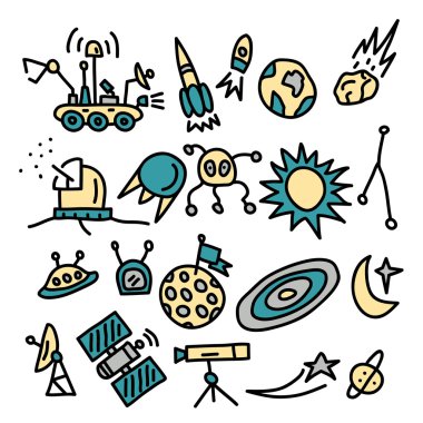 Uzay karalamalar collection.vector illüstrasyon.