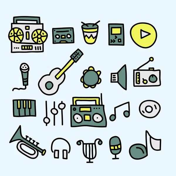 Música doodle collection.vector ilustração . —  Vetores de Stock