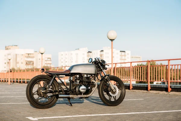 Silber Vintage Custom Motorrad Cafe Racer — Stockfoto