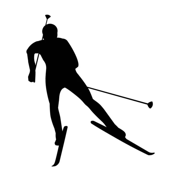Изолированный Силуэт Человека Катающегося Лыжах Трассе — стоковый вектор