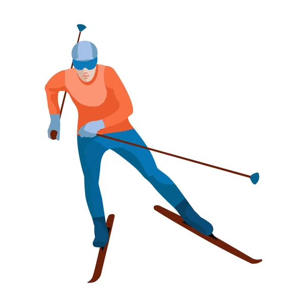 Illustration Une Figure Isolée Skieur Descente — Image vectorielle