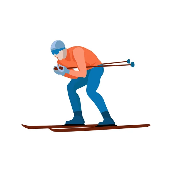 A man goes skiing on a ski track — Stock Vector