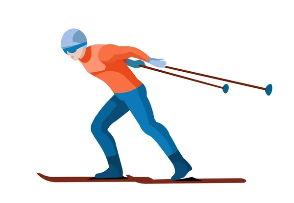 Figure isolée d'un skieur de fond — Image vectorielle