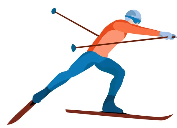 Figura de un hombre en una carrera de esquí — Vector de stock