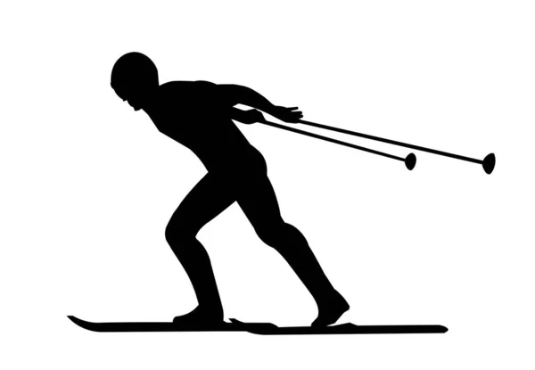 Vereinzelte Silhouette eines Skifahrers — Stockvektor