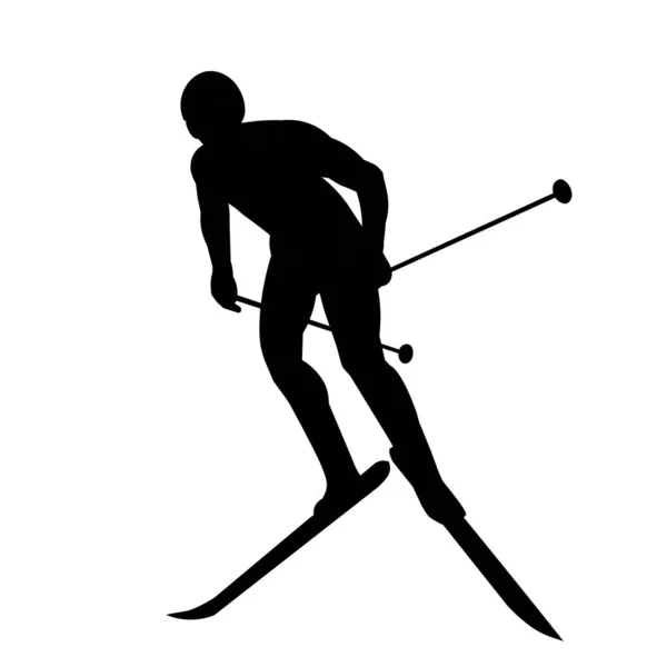 İzole edilmiş bir kayakçı silueti. — Stok Vektör