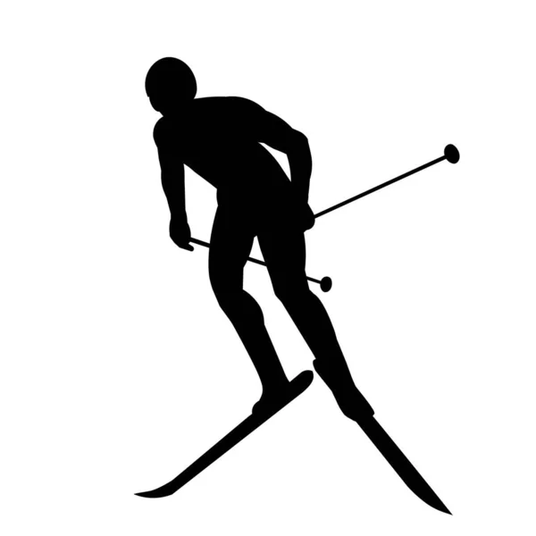 Isolated silhouette of a skier on a slope — Stock Vector