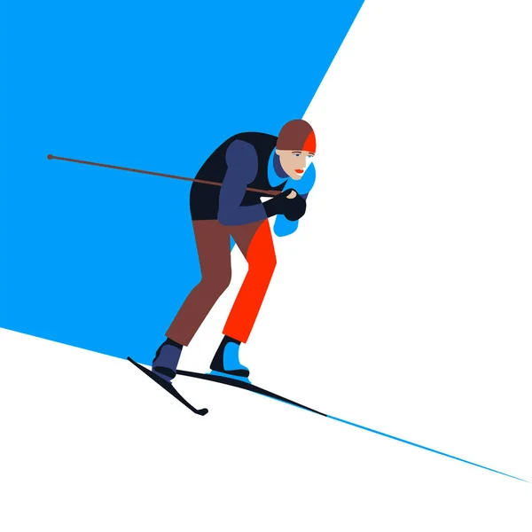 Illustration Skieur Alpin Descente — Image vectorielle