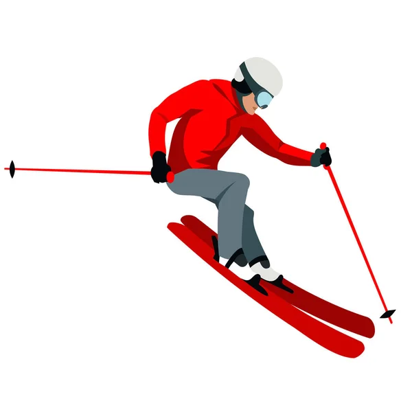Illustration Une Figure Skieur Montagne Glissant Sur Une Montagne — Image vectorielle