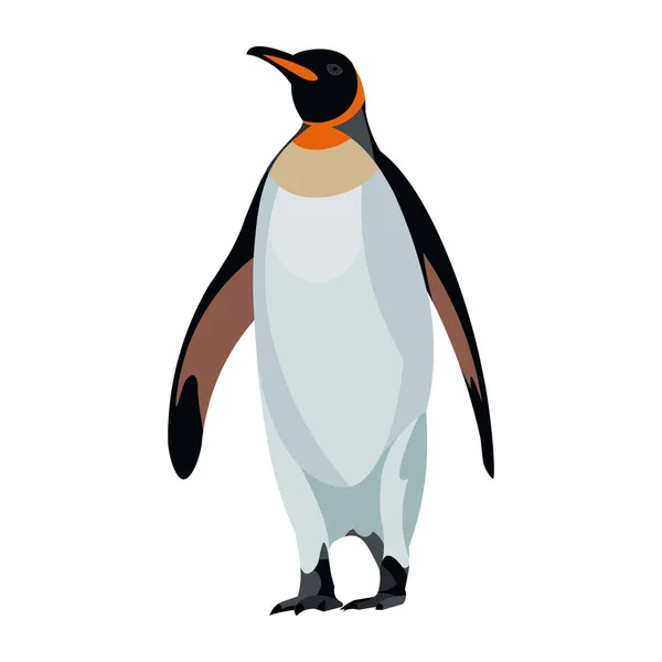 Figura del pingüino rey antártico levantando sus alas — Vector de stock