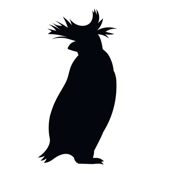 Silueta de un pingüino rockhopper de pie — Archivo Imágenes Vectoriales