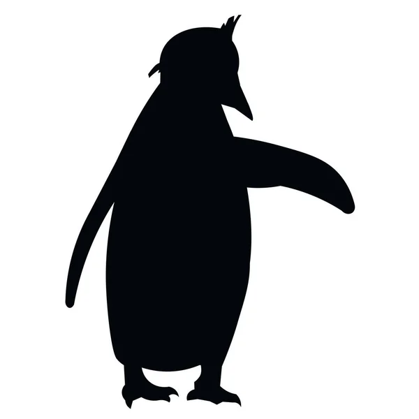 Sylwetka południowoamerykańskiego pingwina rockhoppera z podniesionymi skrzydłami — Wektor stockowy