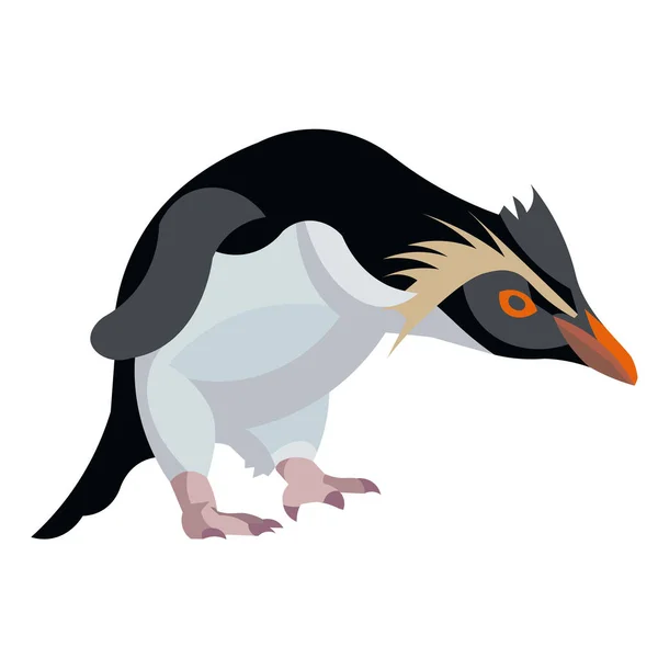 Figuur van een Zuid-Amerikaanse rockhopper pinguïn leunend — Stockvector
