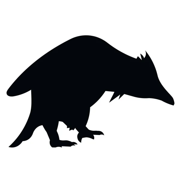 Silhouet van een Zuid-Amerikaanse rockhopper pinguïn leunend — Stockvector