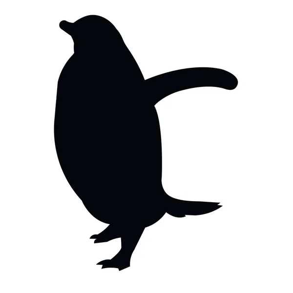 Isolated Silhouette Antarctic Adele Penguin Raising Wings — Stock Vector