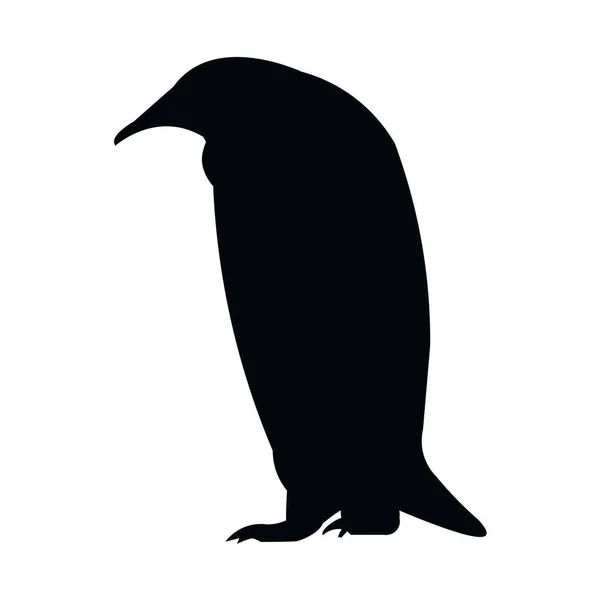 Silhueta Isolada Pinguim Imperador Antártico Andando Perfil — Vetor de Stock