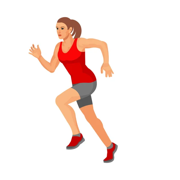 Isolated Vector Figure Running Female Athlete — Stock Vector