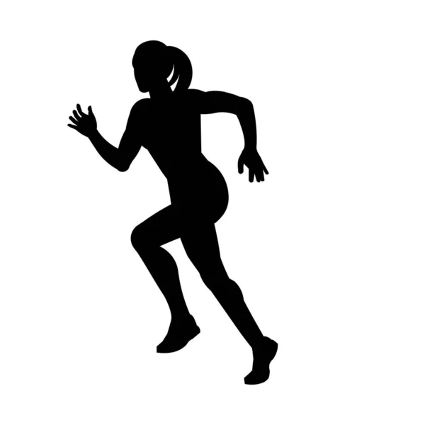 一名跑步女运动员的孤立矢量轮廓 — 图库矢量图片