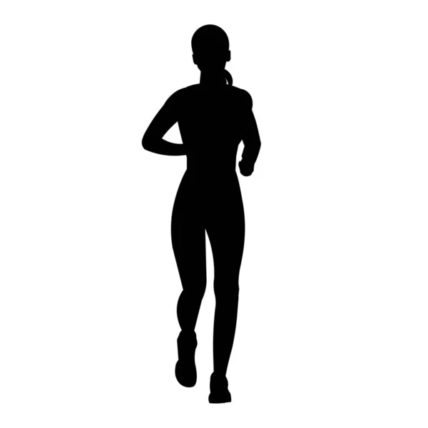 Silueta Vectorial Aislada Una Chica Corriendo Ropa Deportiva Verano — Vector de stock