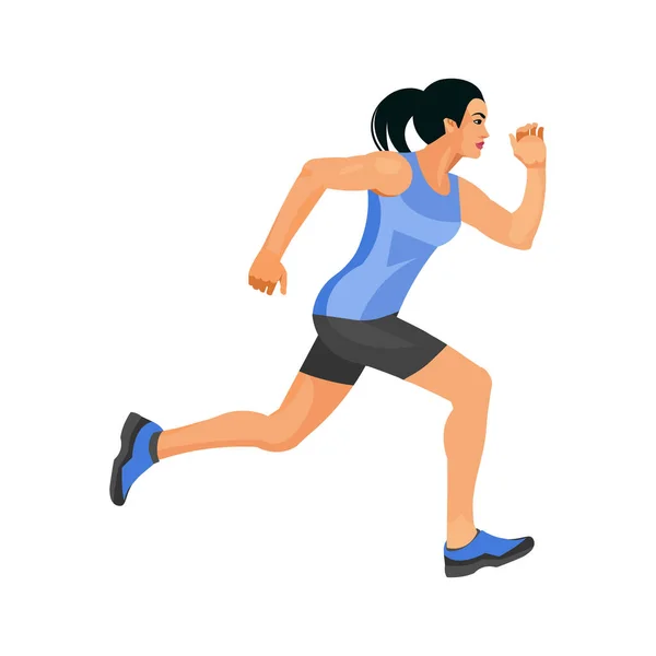 Figura Aislada Vectorial Una Chica Morena Corriendo Ropa Deportiva Verano — Vector de stock