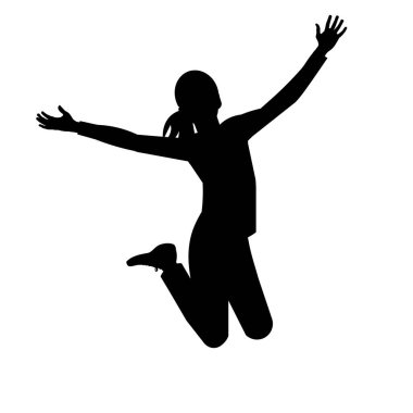 Atlayan liseli bir kızın silueti.