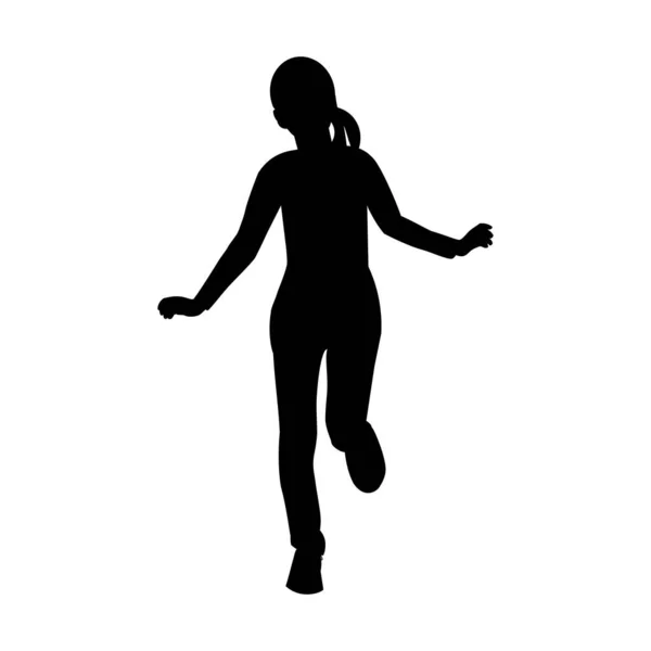 Silhouette Year Old Girl Running Forward — Stock Vector