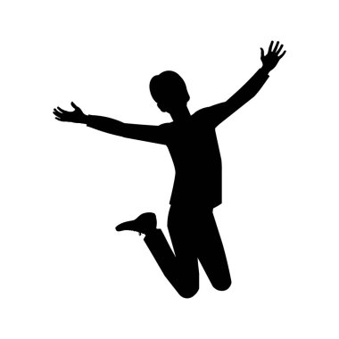 Bir okul siluetinin silueti, el kaldırıyor.