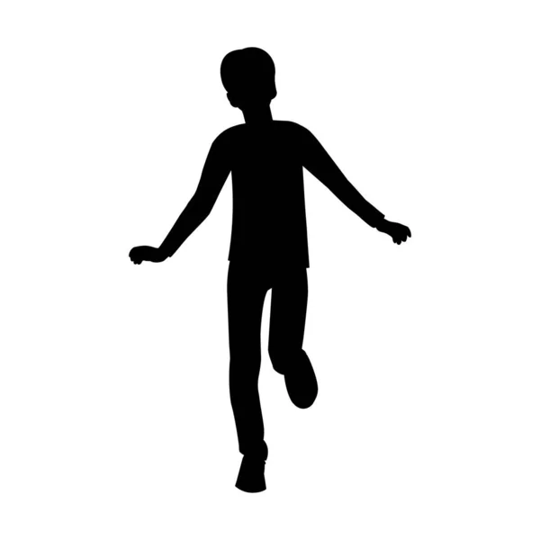Silhouette Year Old Boy Running Forward — Stock Vector