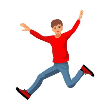 Zıplayan mutlu bir gencin izole edilmiş figürü.