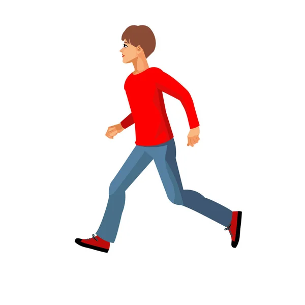 Boy Corriendo Vista Perfil Vector Figura Aislada — Vector de stock