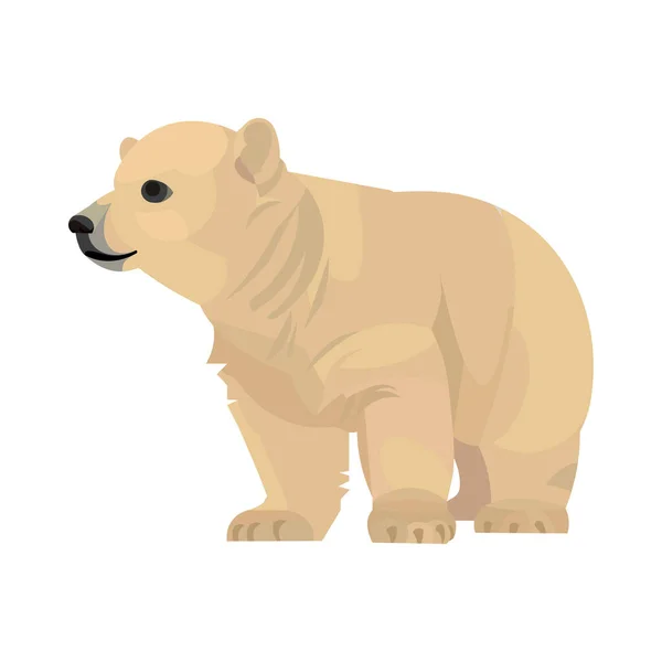 Vector Isolated Figure Small White Polar Arctic Bear Cub — Stock Vector