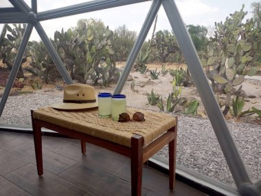 Seyahat nesnelerini kapatın, güneş gözlüğü ve cep telefonuyla ferahlatıcı limonata için.